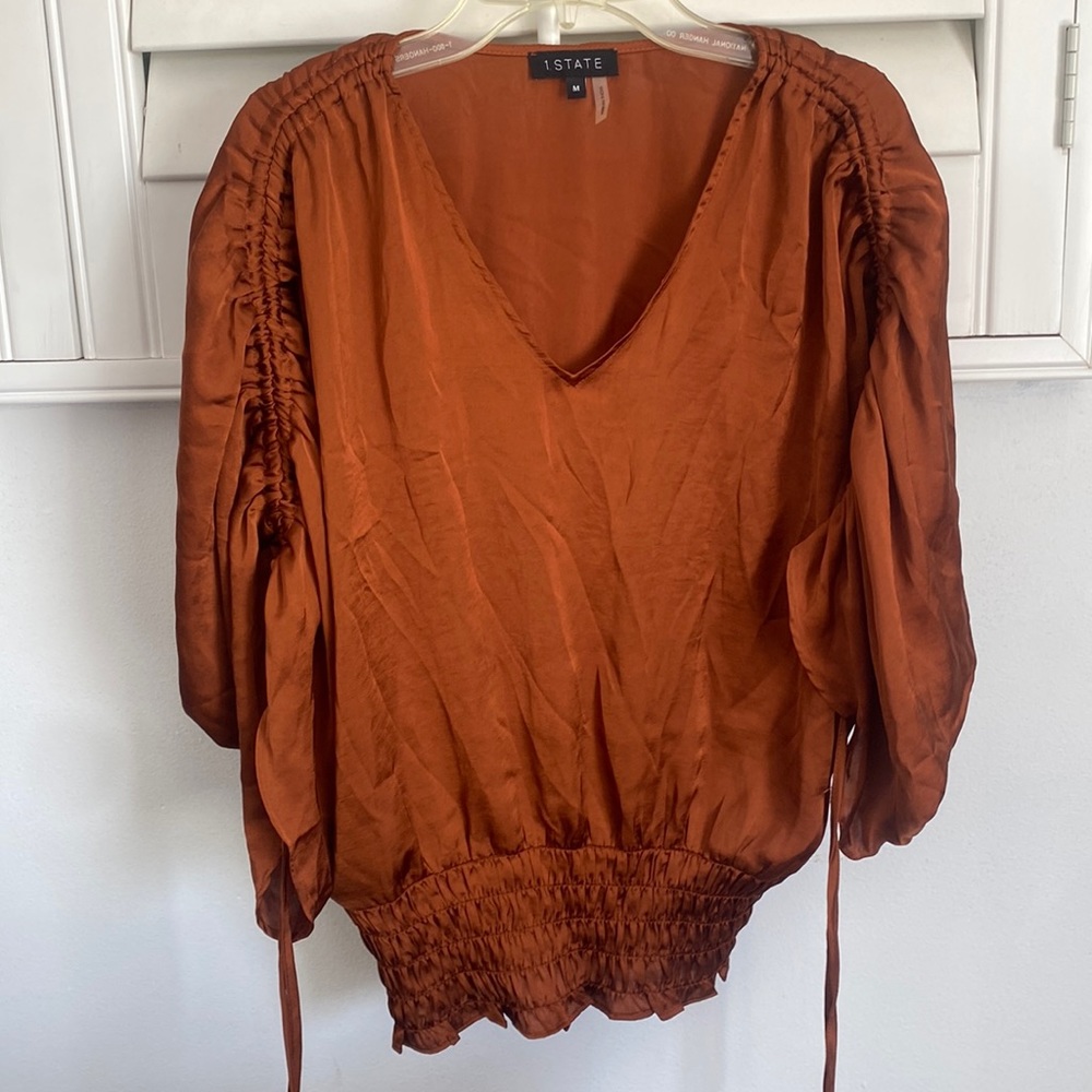 V- neck blouse satin effect